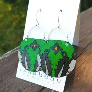 Rare Indian Vintage Tin & Silver Earrings Artisan Issabeau Jewelry Handmade